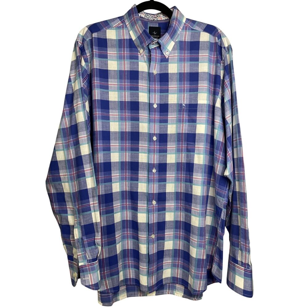 Tailorbyrd Collection Dress Shirt Men's XL Blue Long Sleeve Flip Cuff Button Up